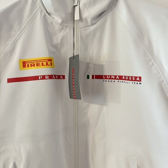 NWT PRADA LUNA Rossa Pirelli Jacket Windbreaker Coat Nylon Sz 42 White - Picture 3 of 8